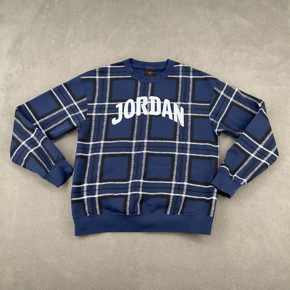 Vintage Jordan Sweatshirt Sz XS Plaid Brooklyn Fleece Lined Spellout Graphic